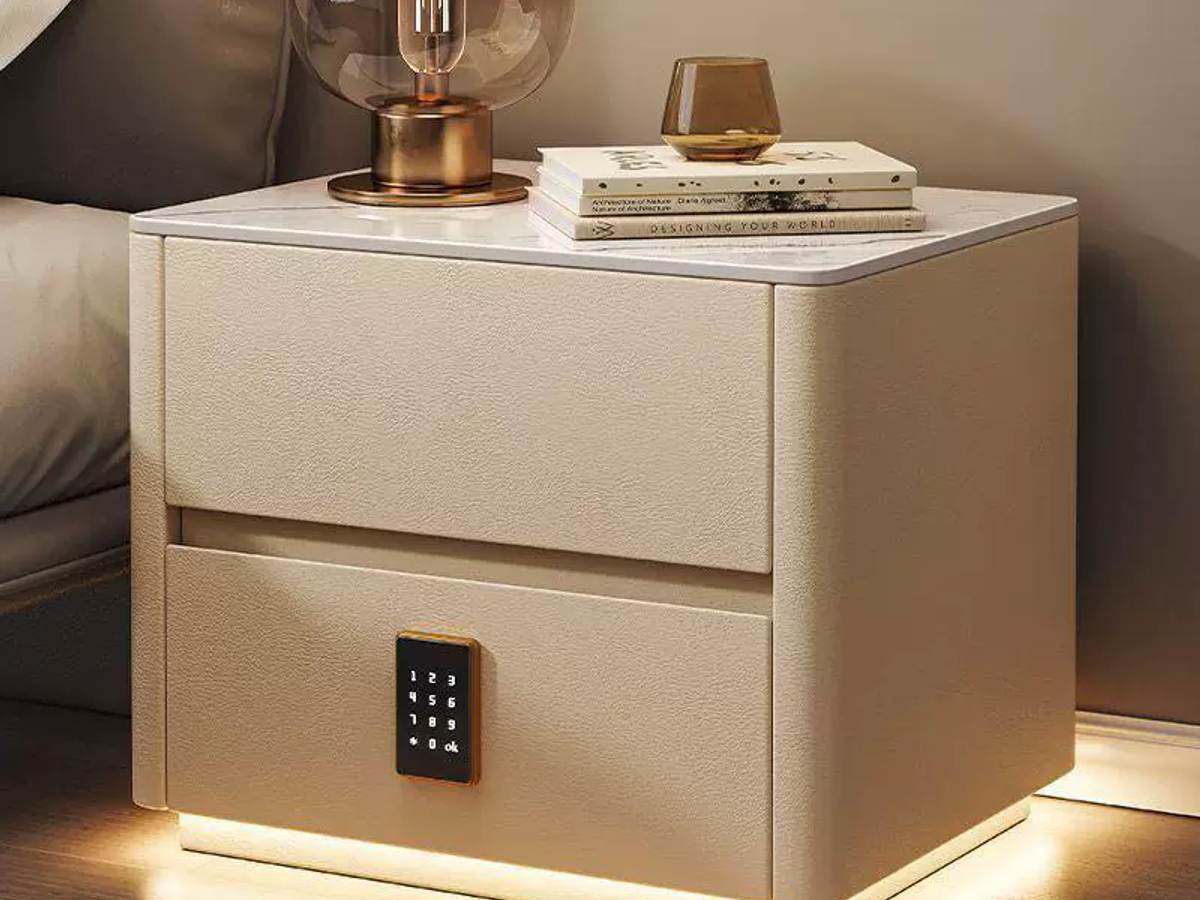 Solid Wood Smart Nightstand with Drawer, USB, Wireless Charging & LED Light