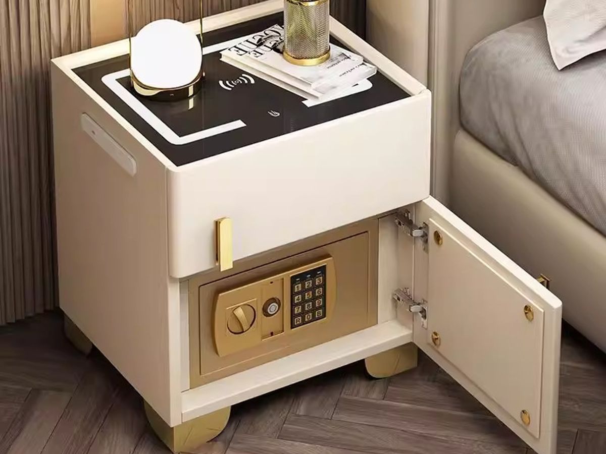 Solid Wood Nightstand with Drawer | Storage Bedside Table with USB