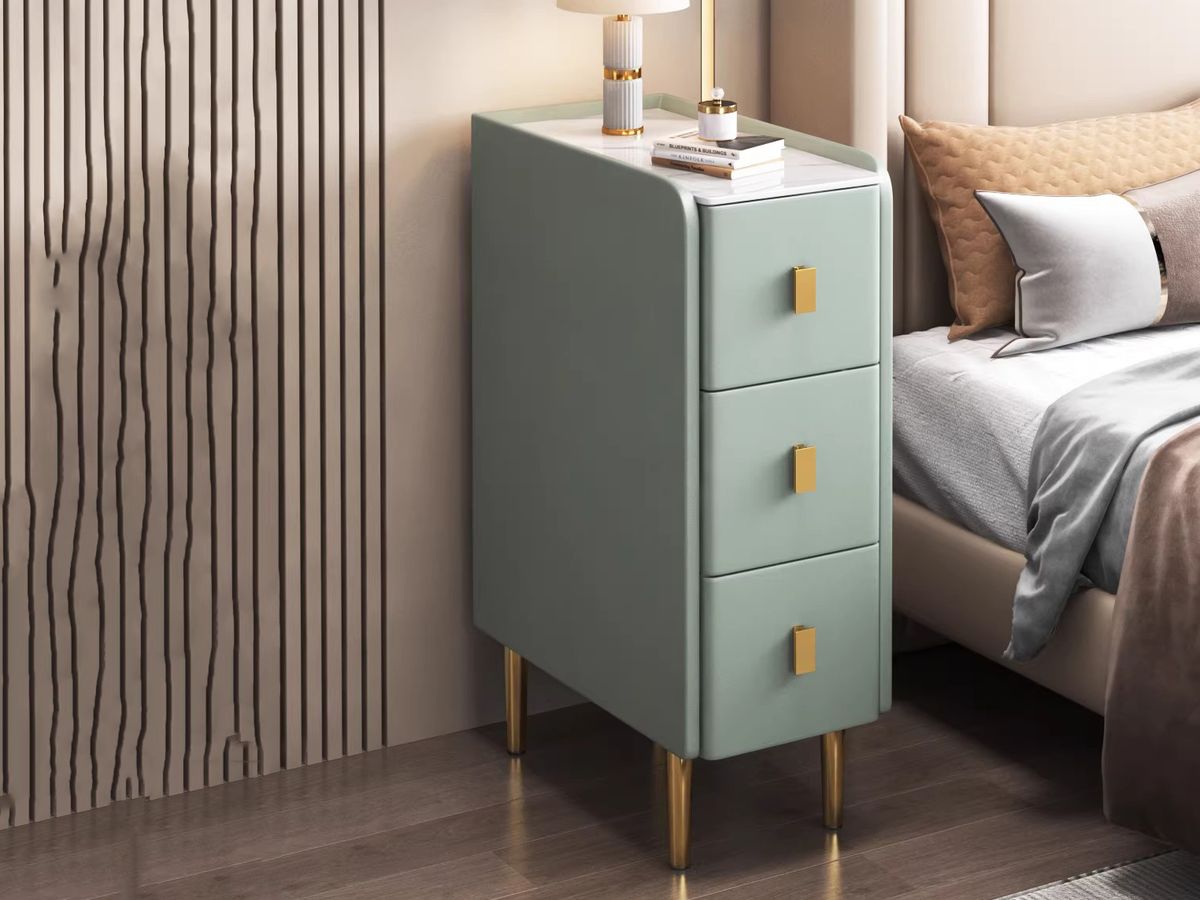 Modern Bedside Table with LED Light and Charging Station