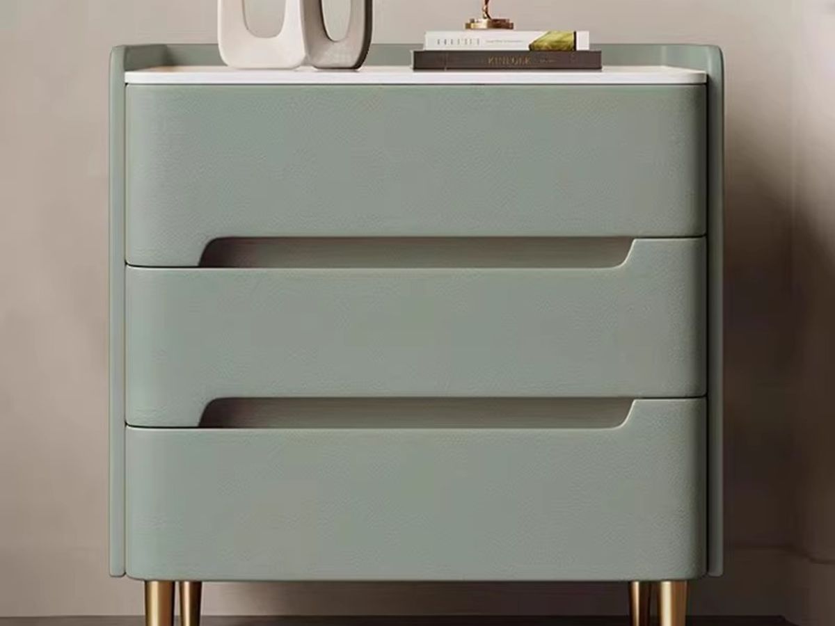PU Leather Bedside Table with Drawers | Contemporary Nightstand