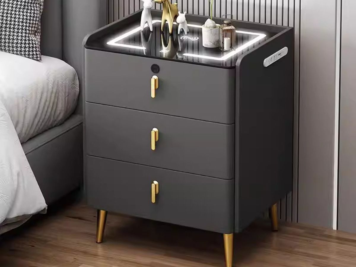 Smart Nightstand with Wireless Charging & Bluetooth Speakers