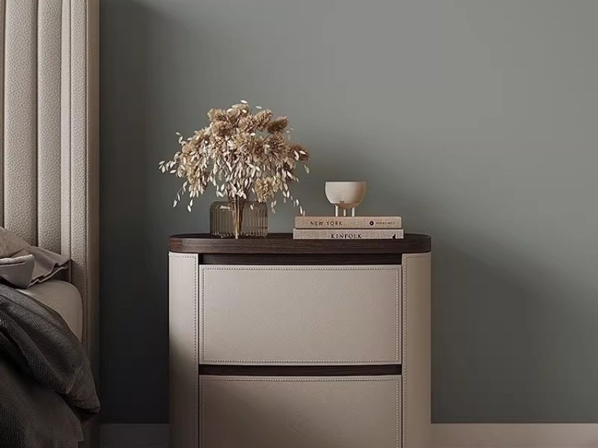 2-Drawer Leather Nightstand	Modern Bedside Table with Stone Top