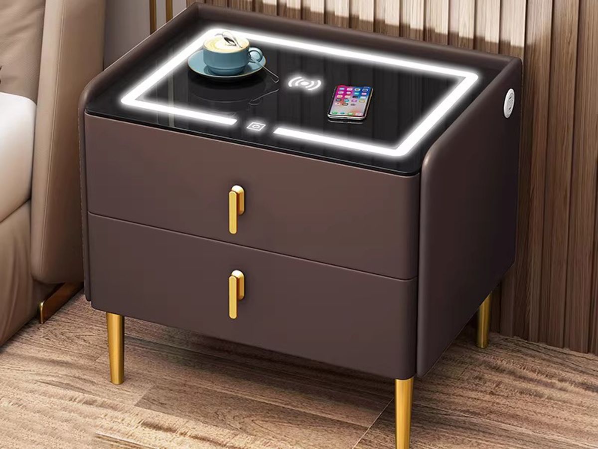 Solid Wood USB Bedside Table with Simple Modern Design