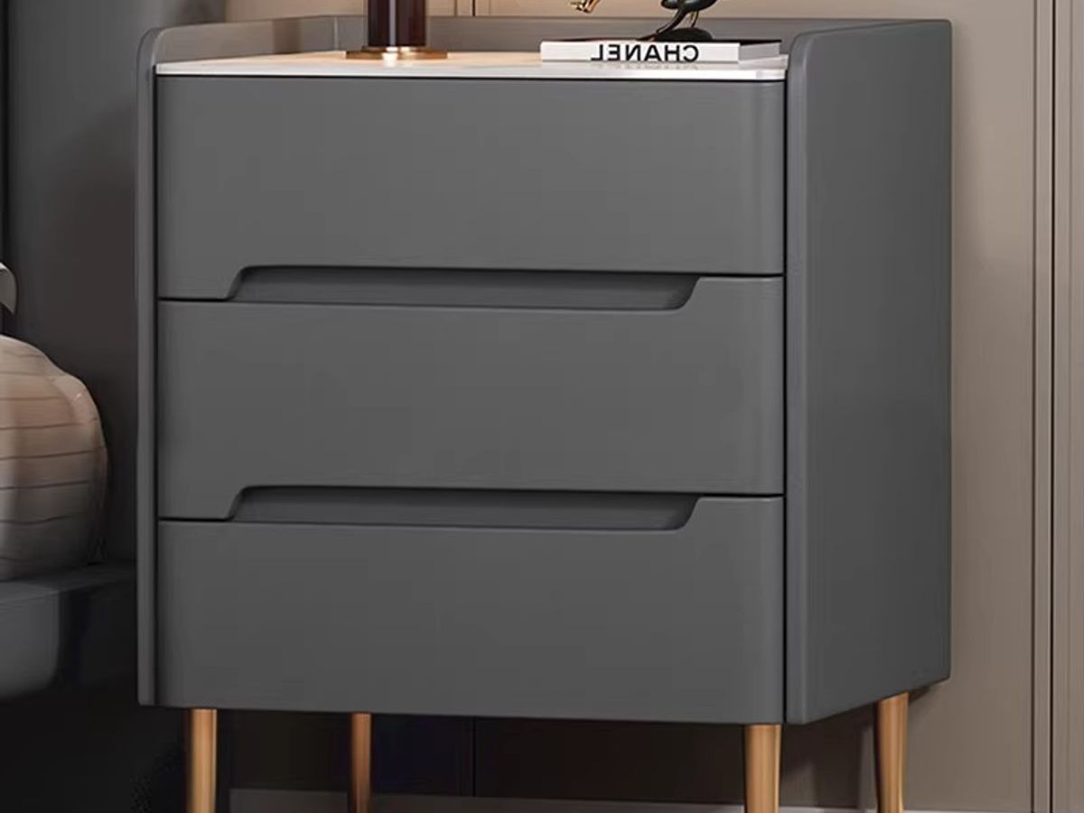 PU Leather Bedside Table with Drawers | Contemporary Nightstand