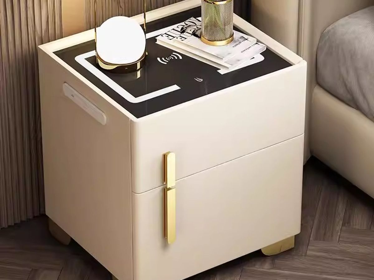Solid Wood Nightstand with Drawer | Storage Bedside Table with USB