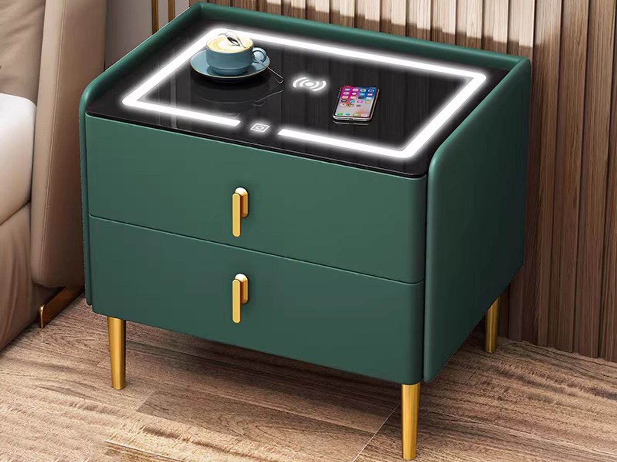 Solid Wood USB Bedside Table with Simple Modern Design