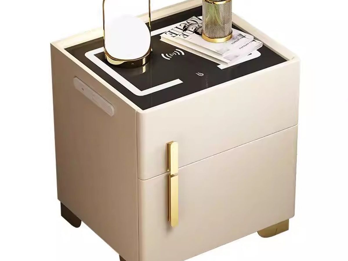 Solid Wood Nightstand with Drawer | Storage Bedside Table with USB