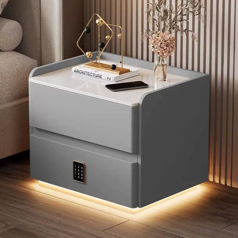 Solid Wood Smart Nightstand with Drawer, USB, Wireless Charging & LED Light