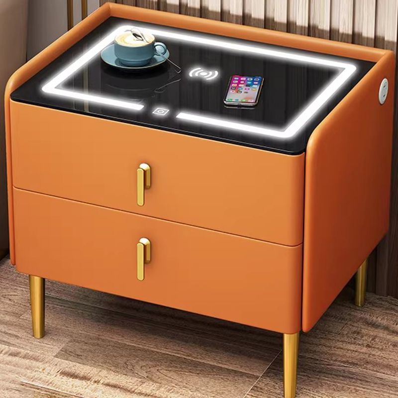 Solid Wood USB Bedside Table with Simple Modern Design
