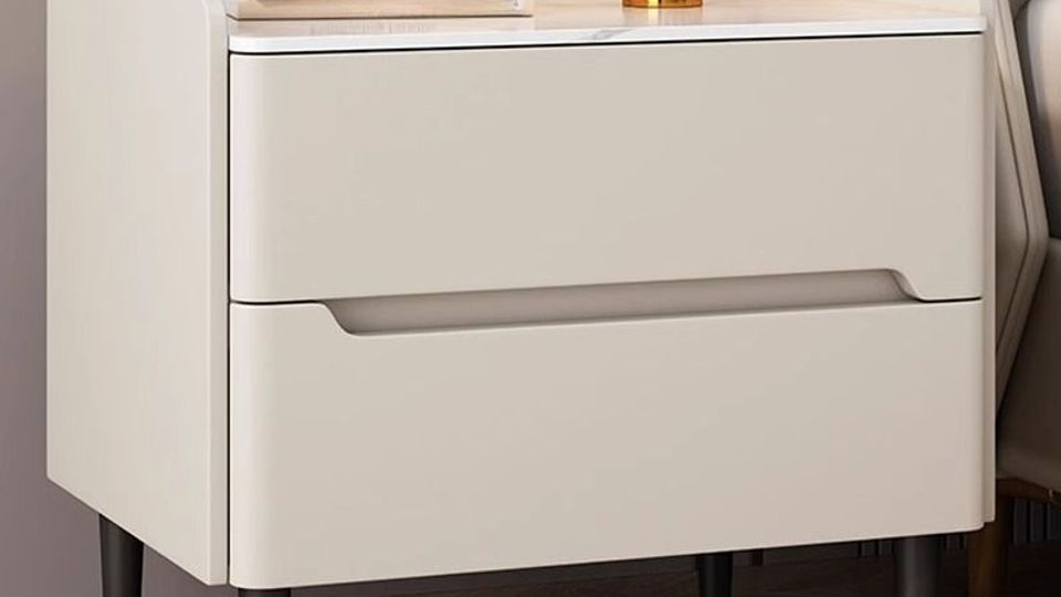 Gold Leg Nightstand with Sintered Stone Top | Luxury Bedside Table